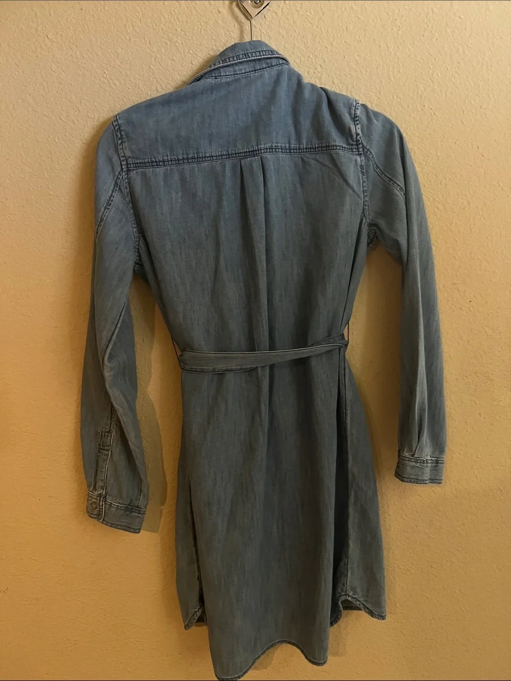 GAP Light Blue Denim Shirt Dress Jacket with Waist Tie